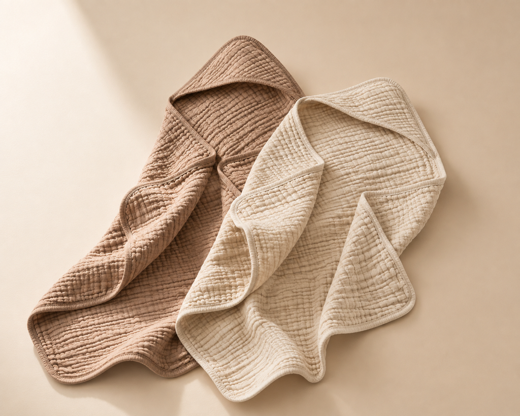 2-pack beige and coffee baby towel set