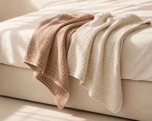 2-pack beige and coffee baby towel set