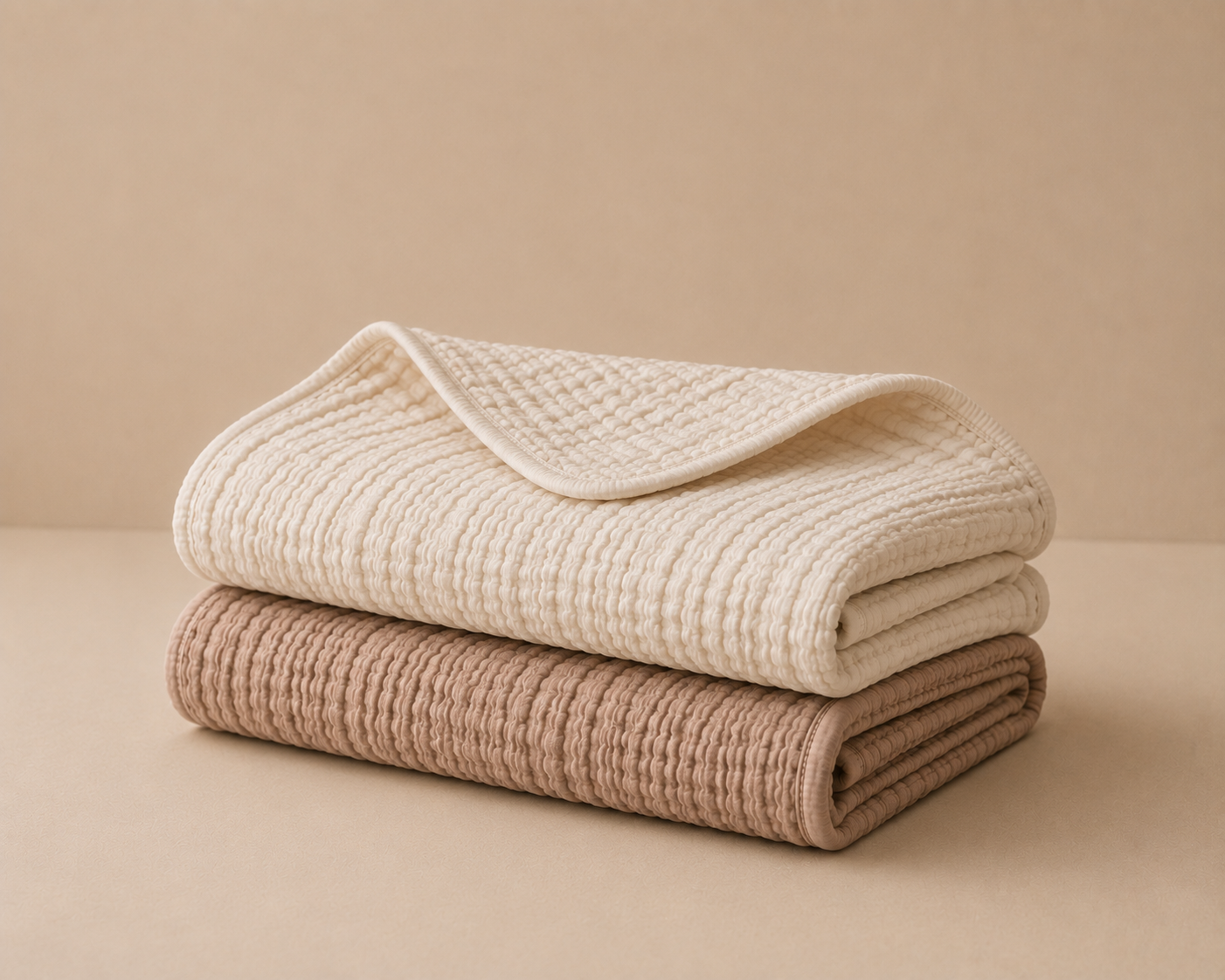2-pack beige and coffee baby towel set