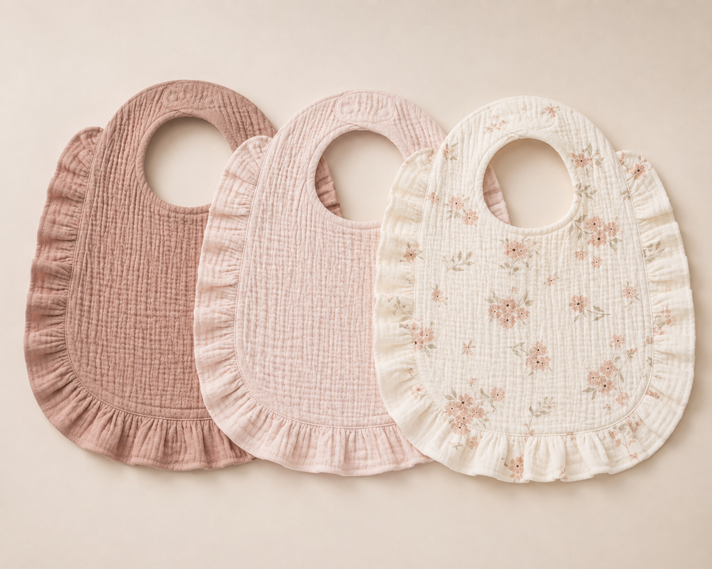 3-pack ultra soft and absorbent baby pink bib set
