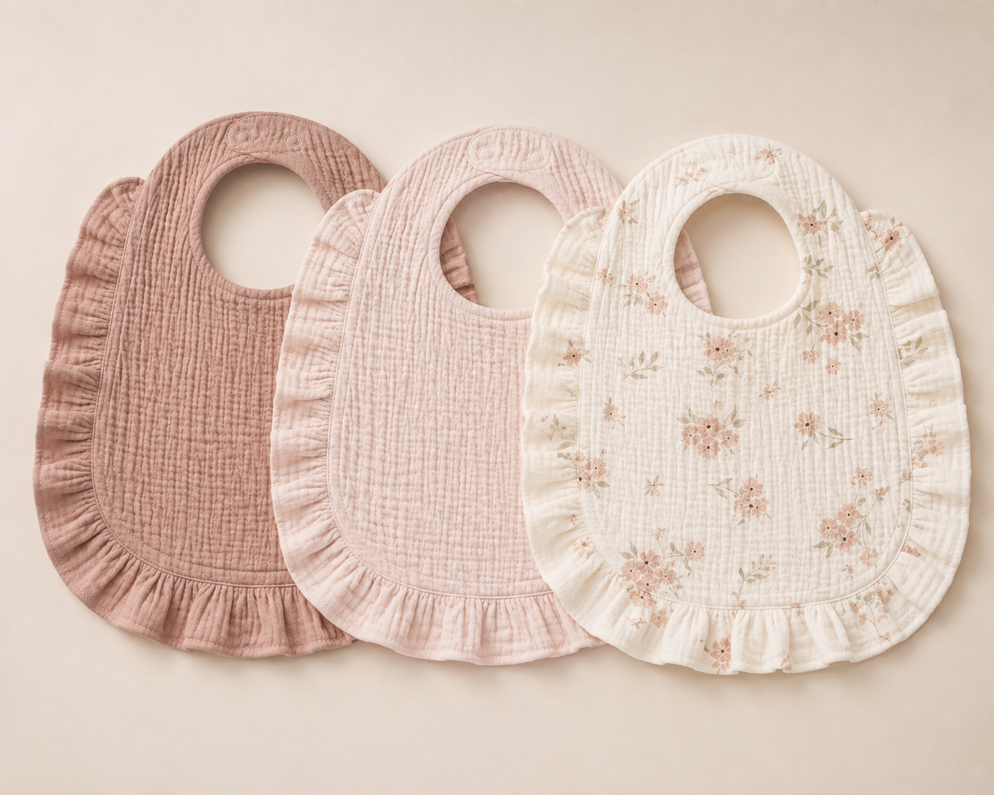3-pack ultra soft and absorbent baby pink bib set
