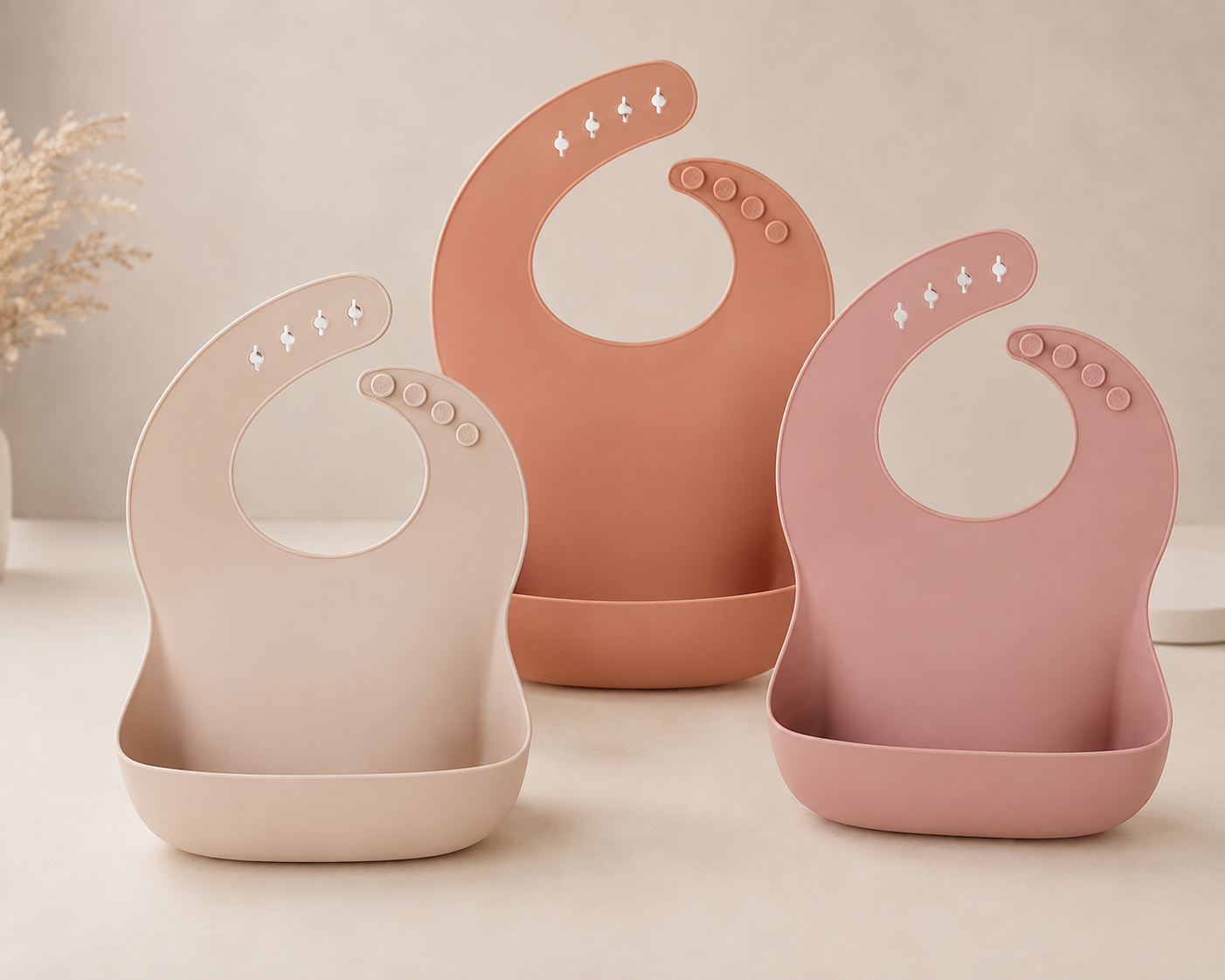 3-pack silicone baby bib set
