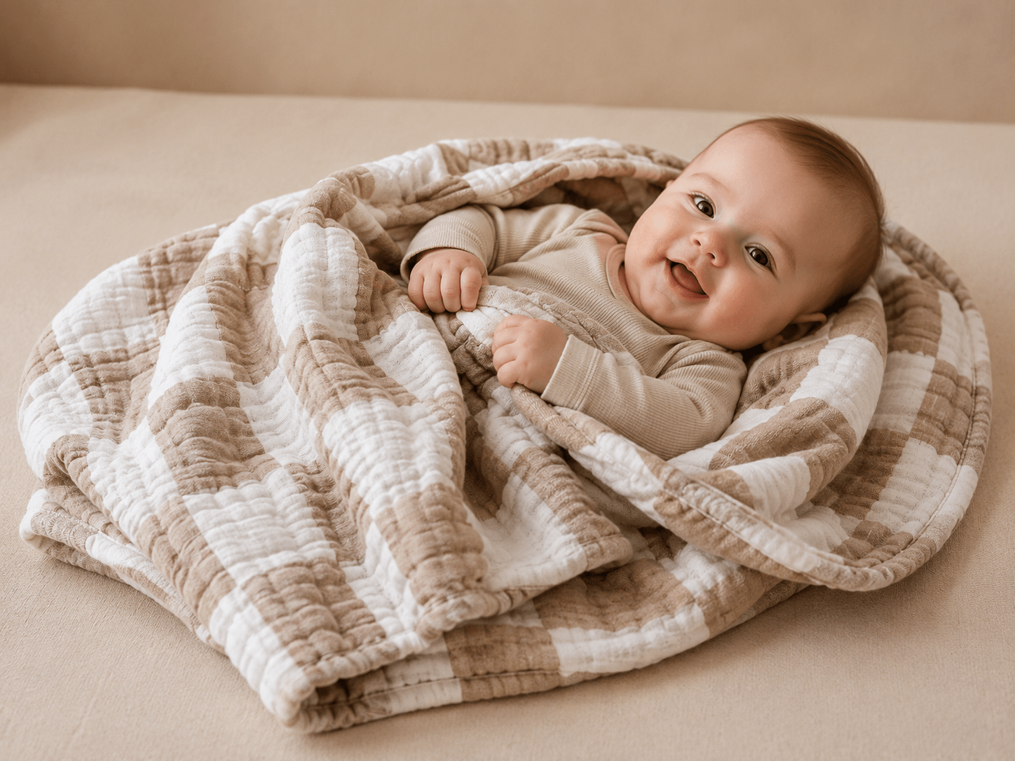 Soft checkered baby blanket