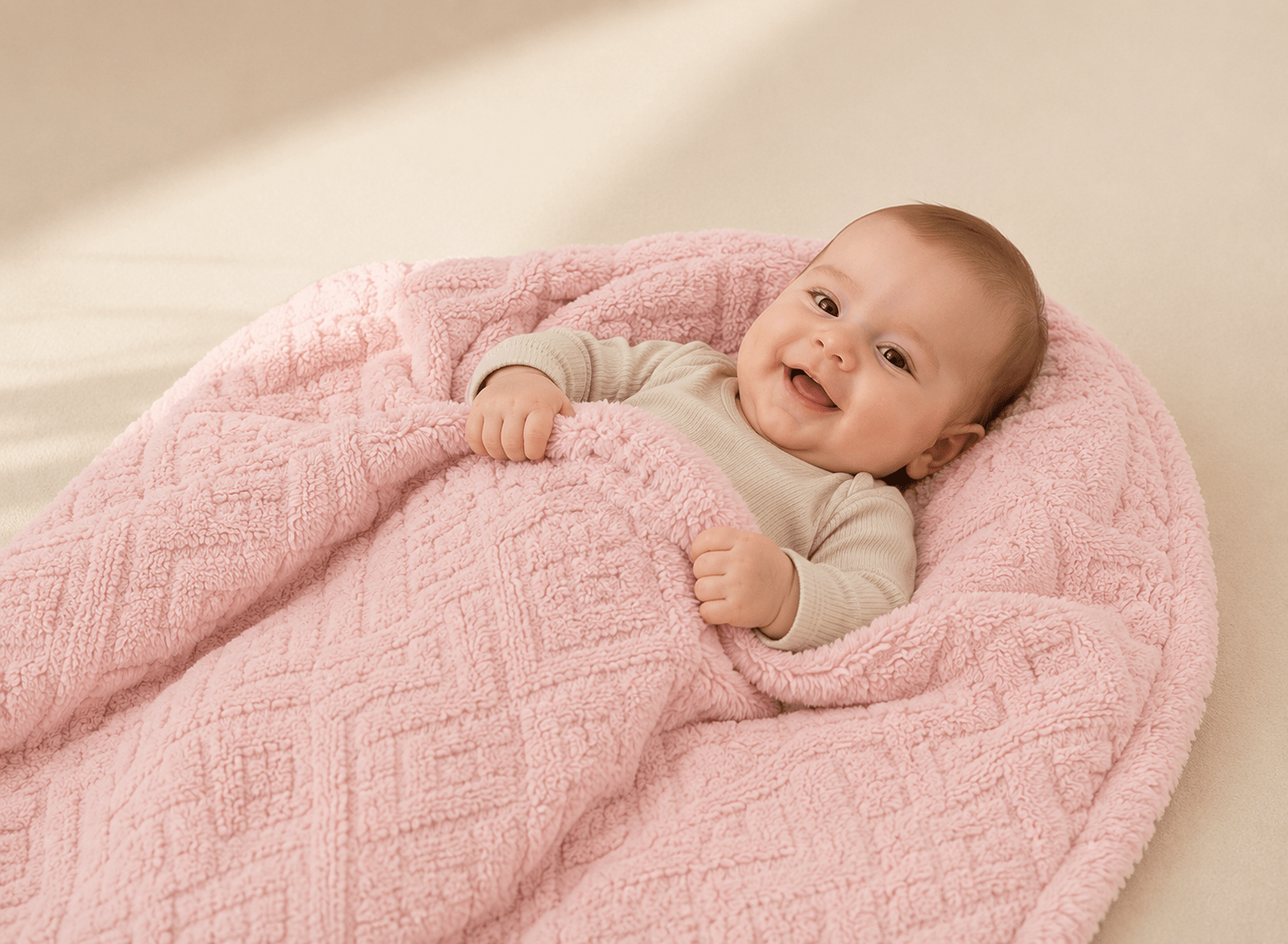 Soft hearth-themed pink baby blanket
