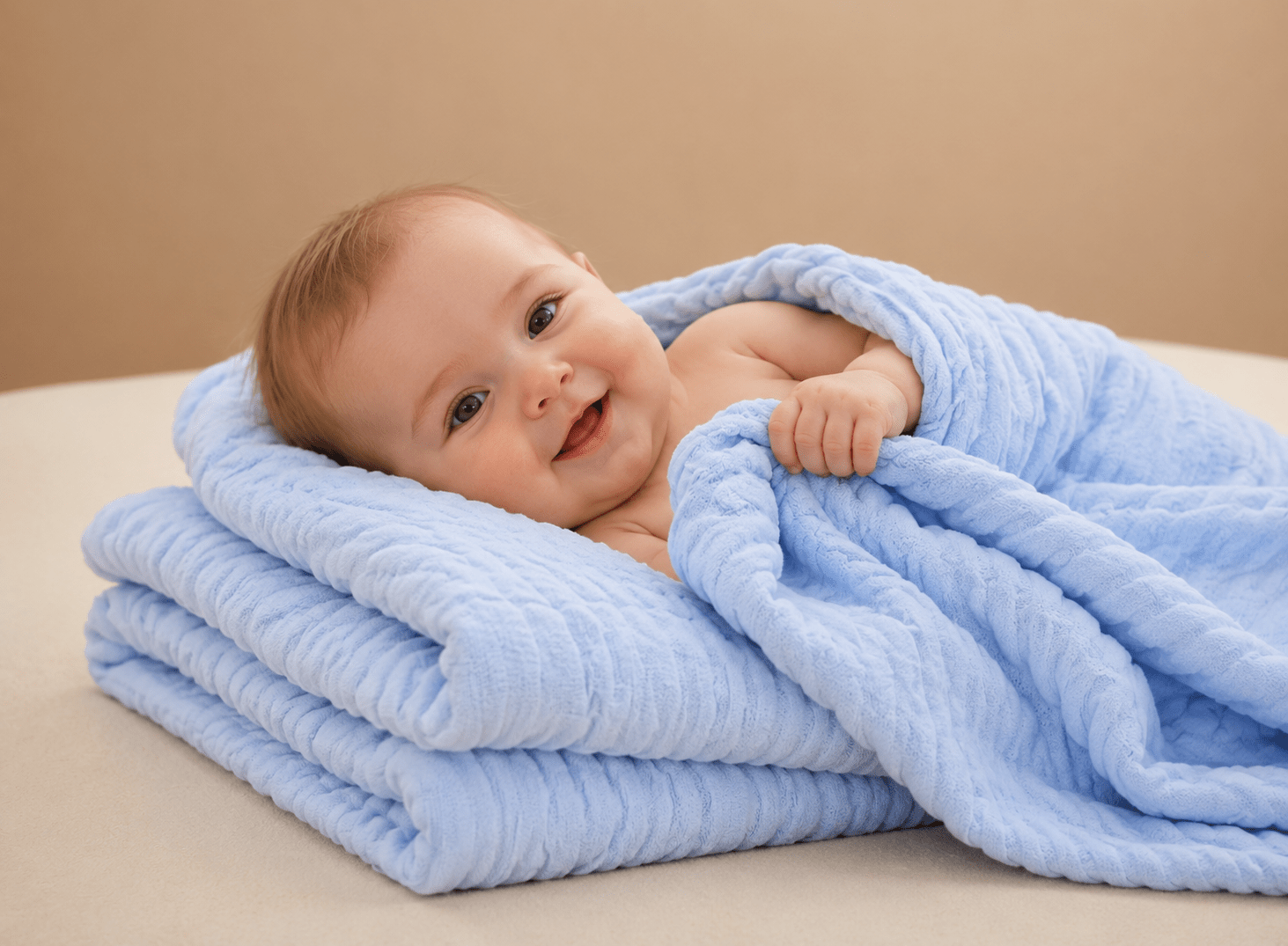 Soft 6-layer blue baby blanket
