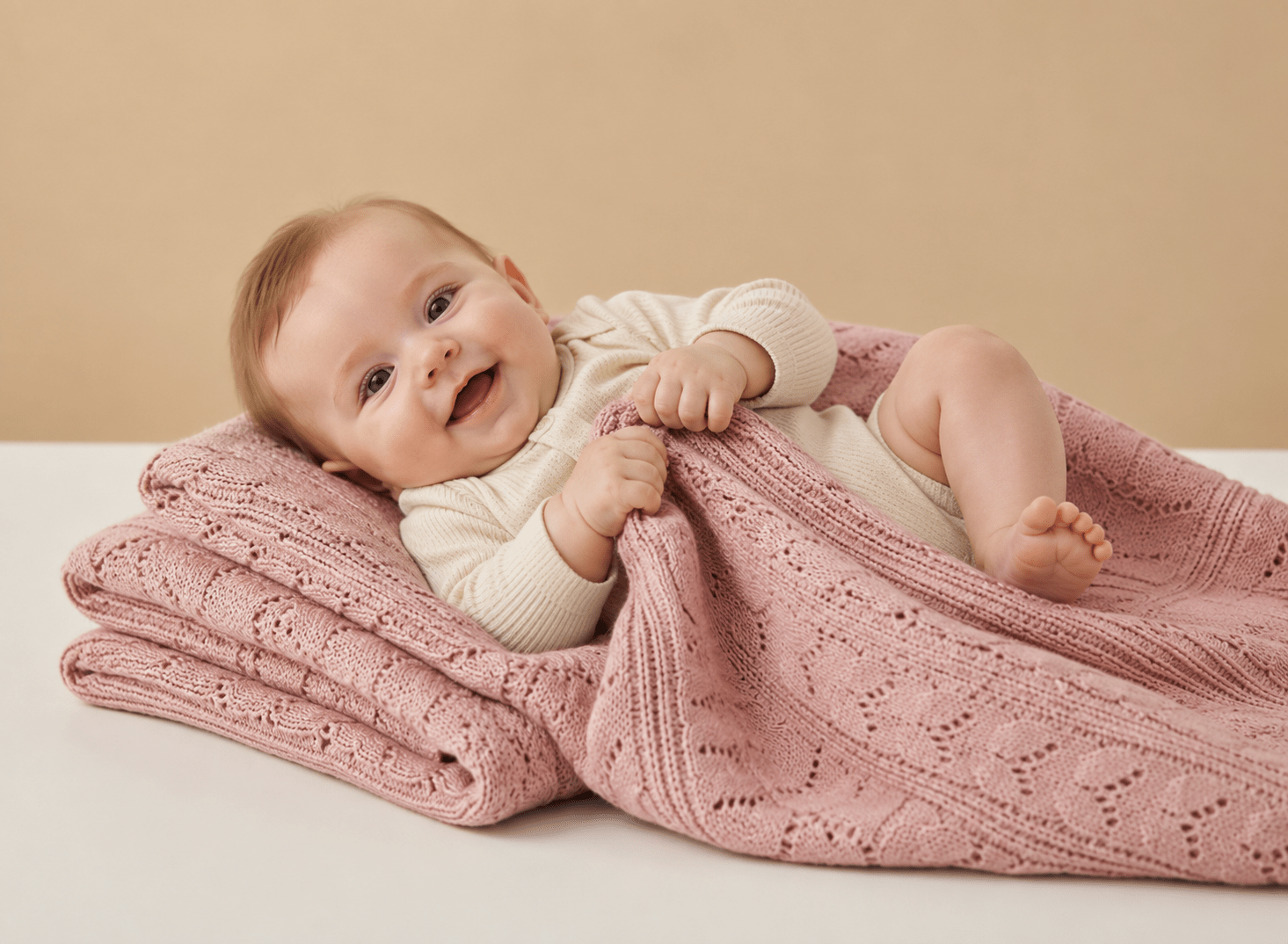 Soft leaf-themed knit baby blanket