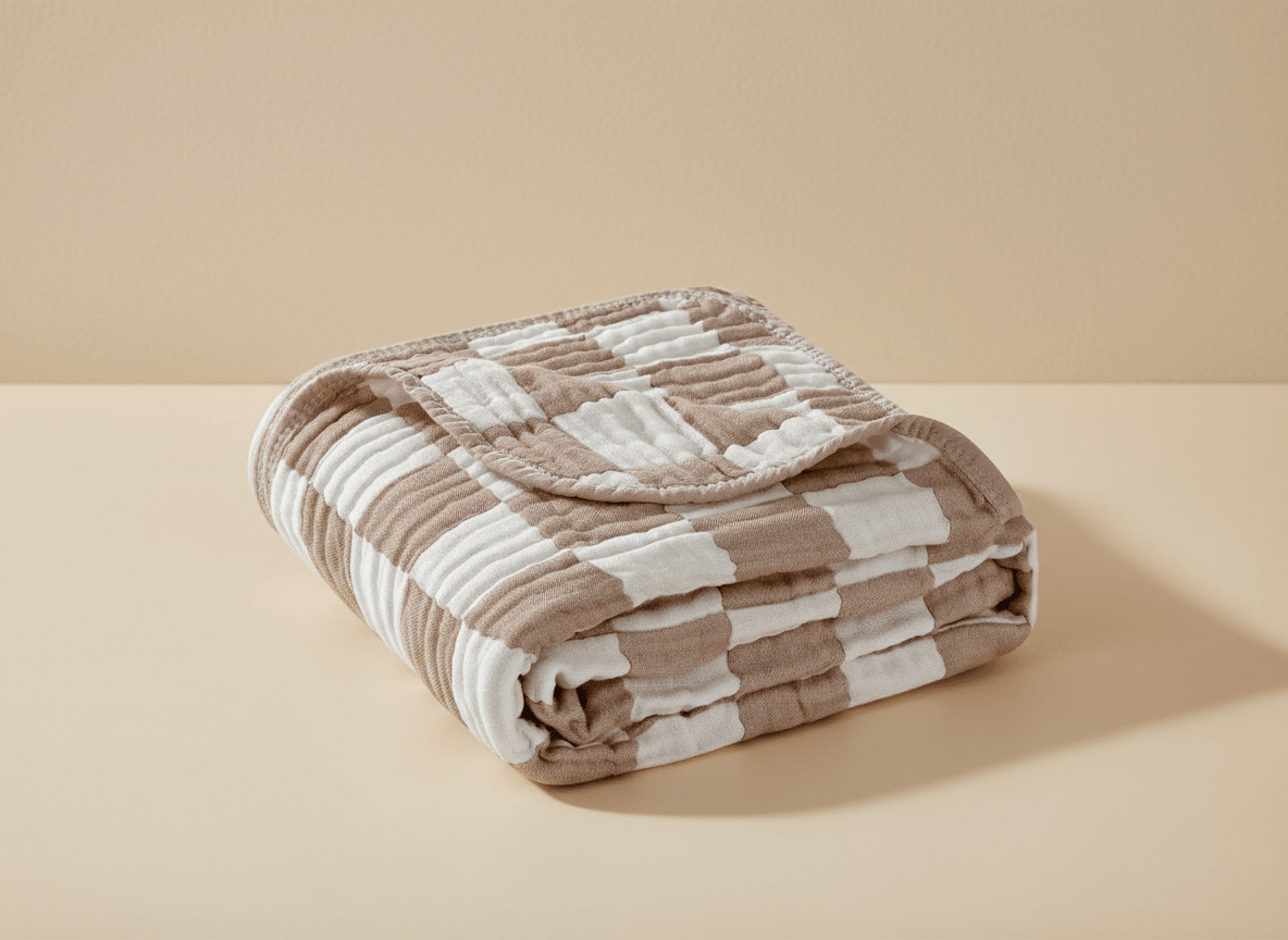Soft checkered baby blanket