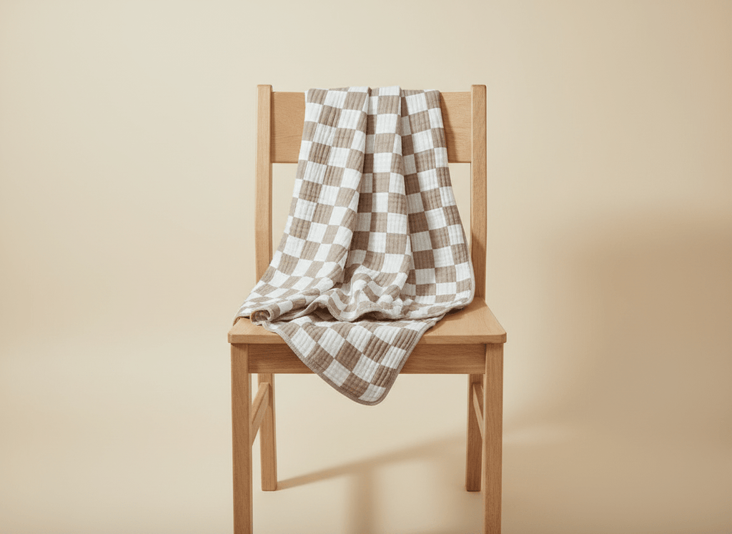 Soft checkered baby blanket