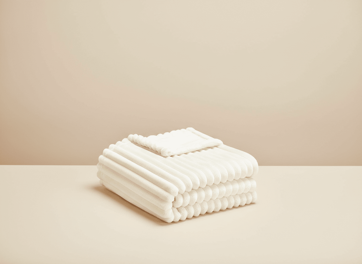 Soft striped cream baby blanket