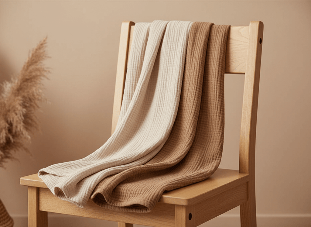 Earthy beige and brown baby blanket 2-pack bundle