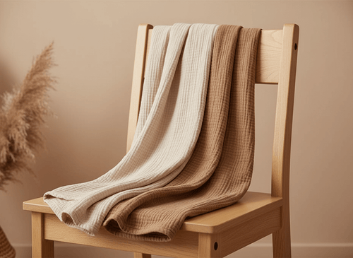 Earthy beige and brown baby blanket 2-pack bundle