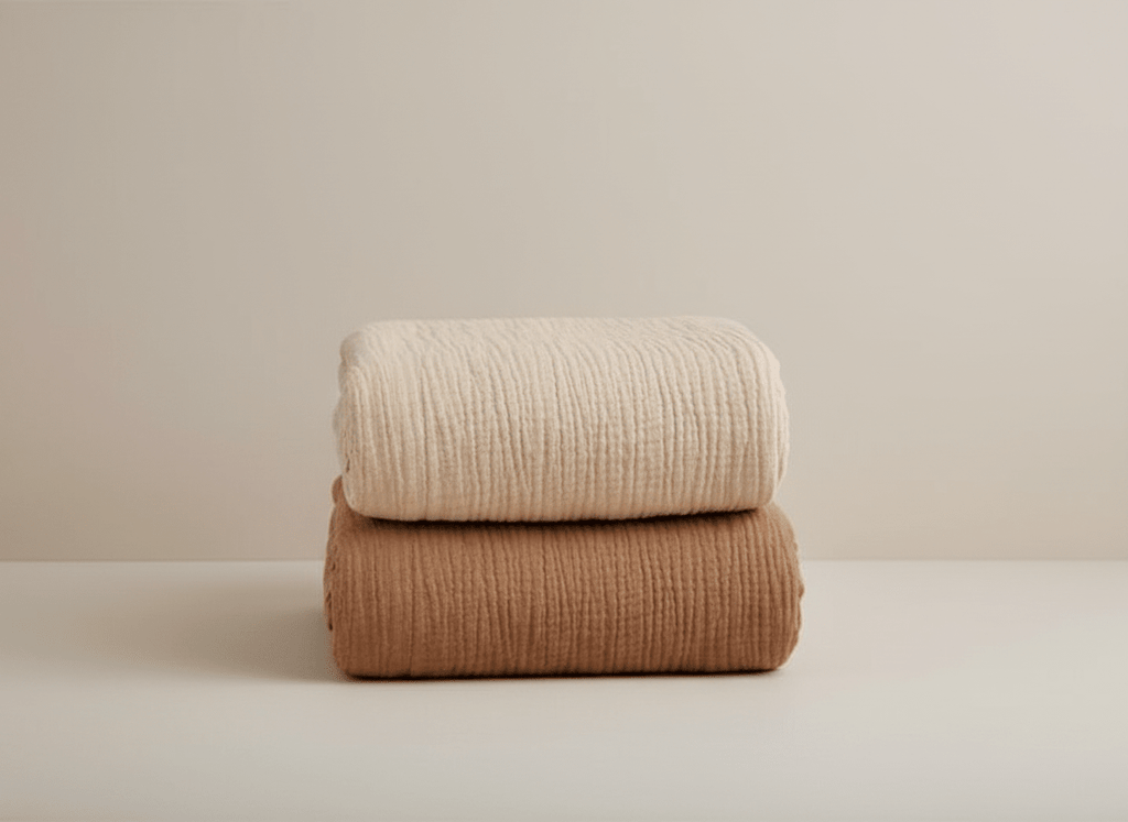 Earthy beige and brown baby blanket 2-pack bundle