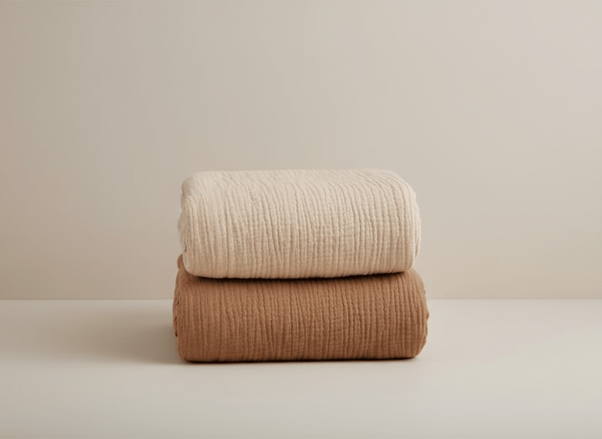 Earthy beige and brown baby blanket 2-pack bundle