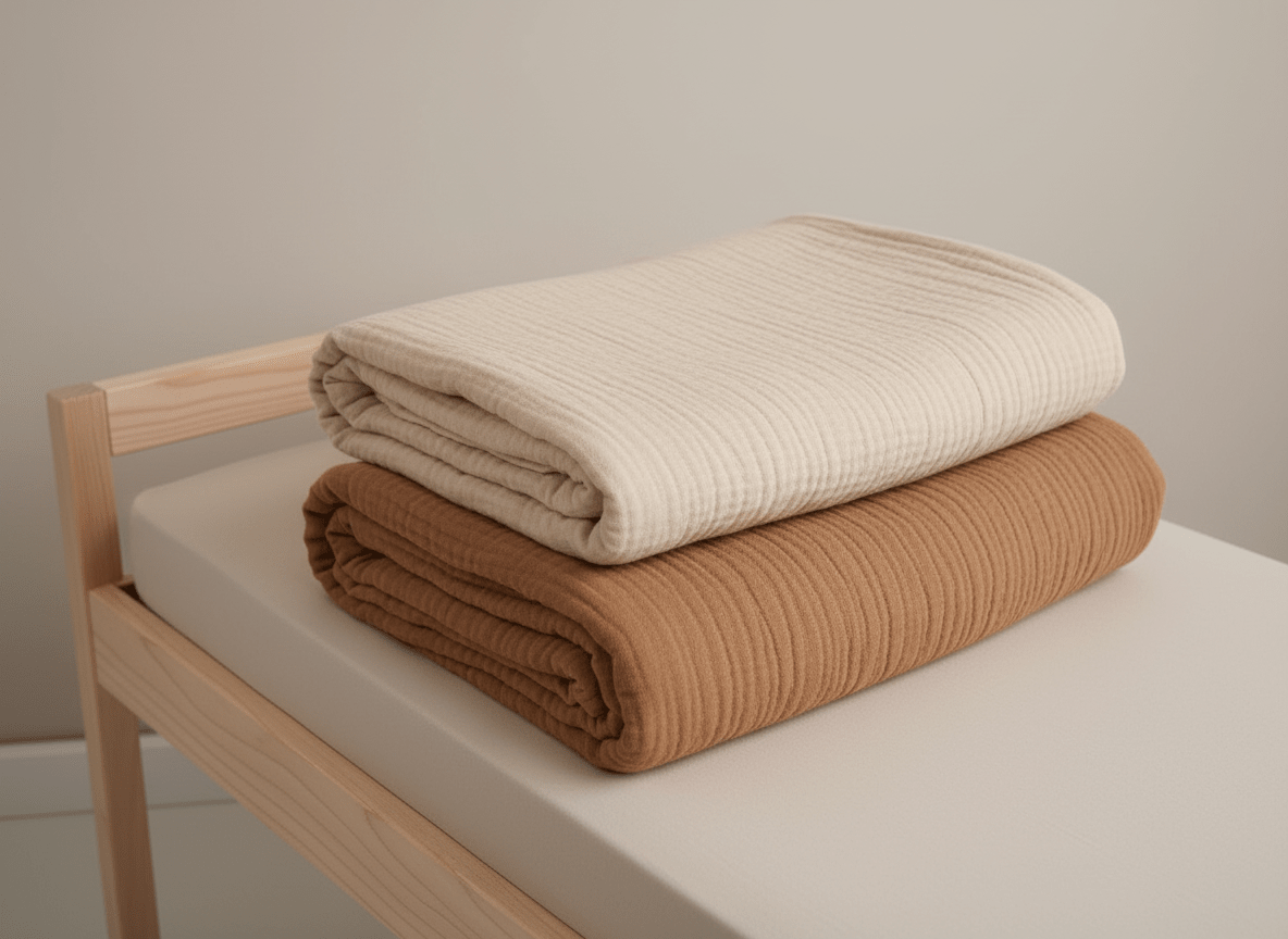 Earthy beige and brown baby blanket 2-pack bundle