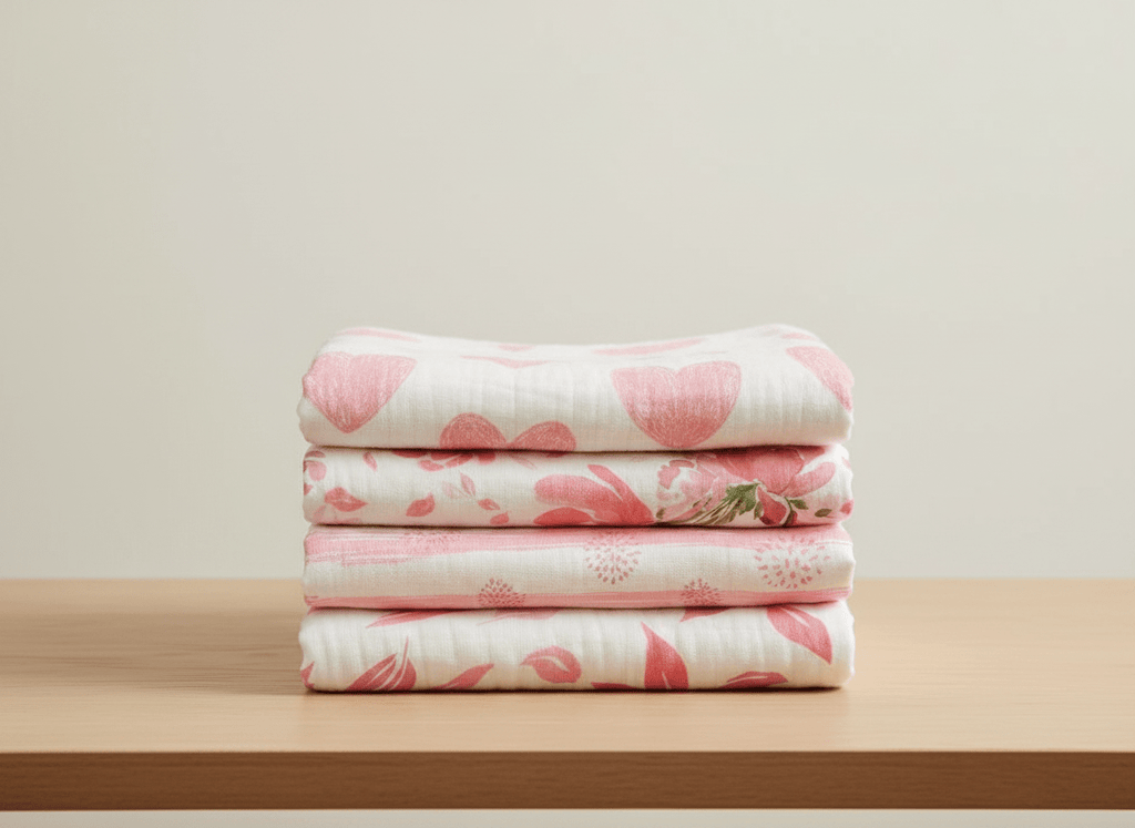 Pink floral baby blanket 4-pack bundle
