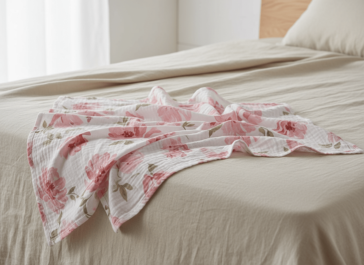 Pink floral baby blanket 4-pack bundle