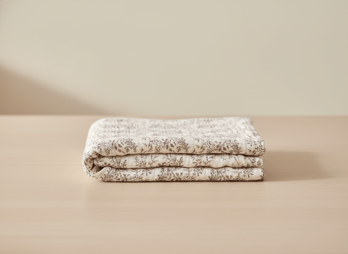 Light floral white and grey baby blanket