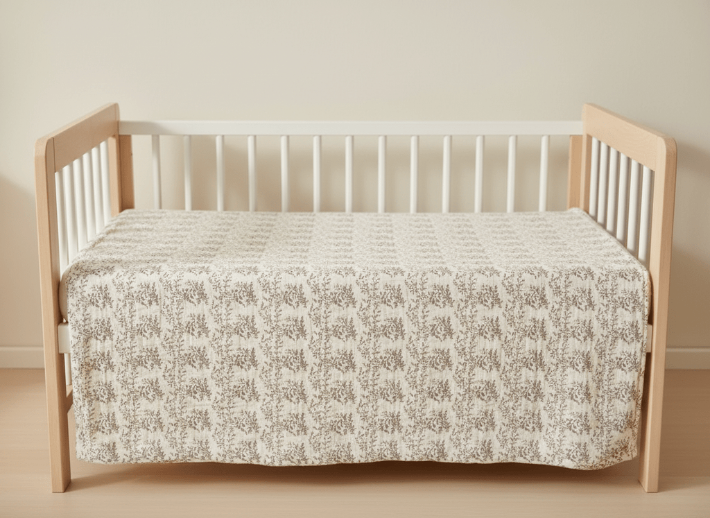 Light floral white and grey baby blanket