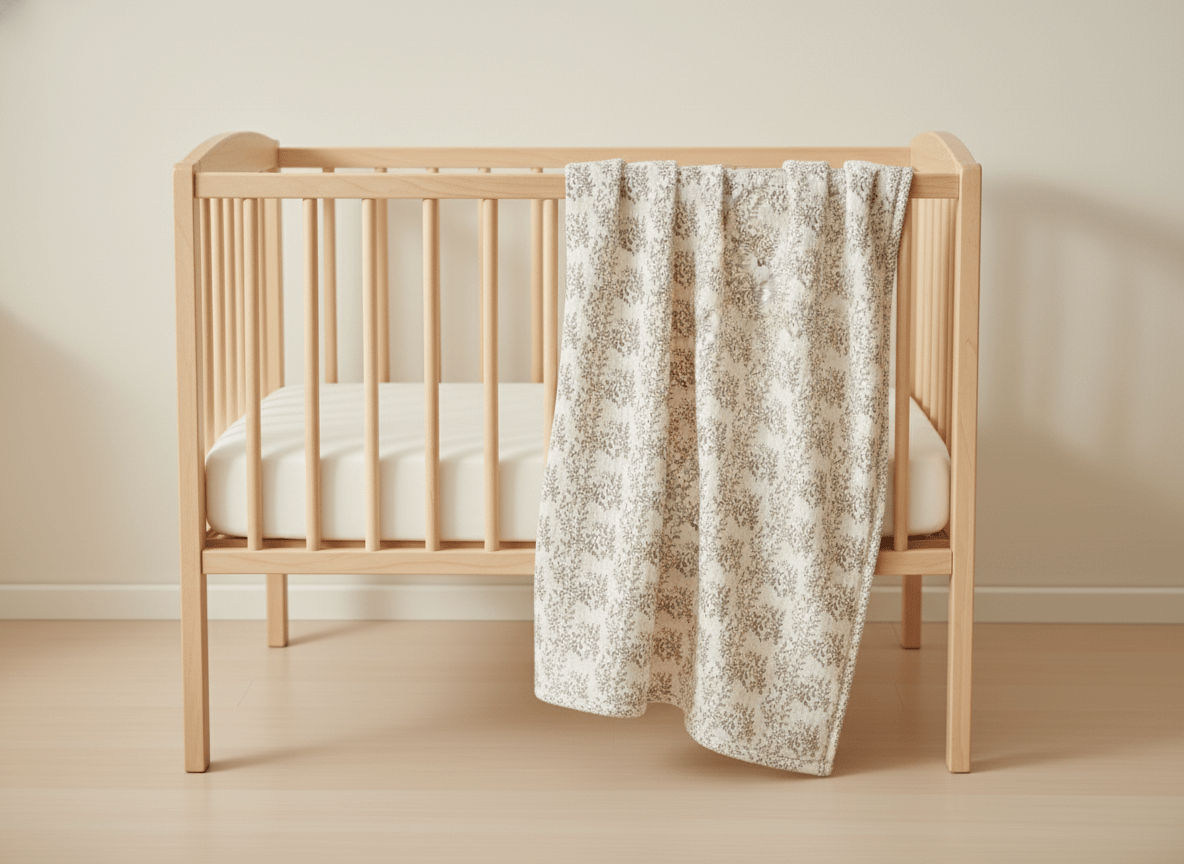 Light floral white and grey baby blanket