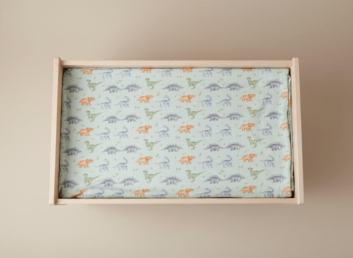 Light dinosaur-themed green baby blanket