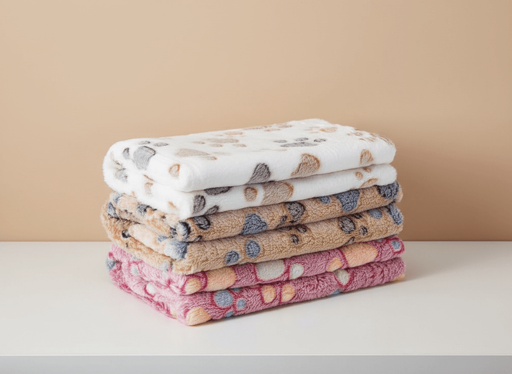 Soft multicolor paw-themed baby blanket 3-pack bundle