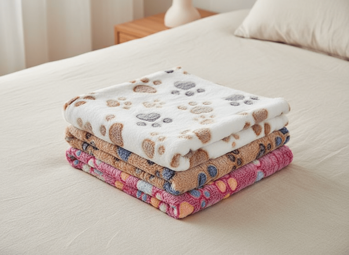 Soft multicolor paw-themed baby blanket 3-pack bundle