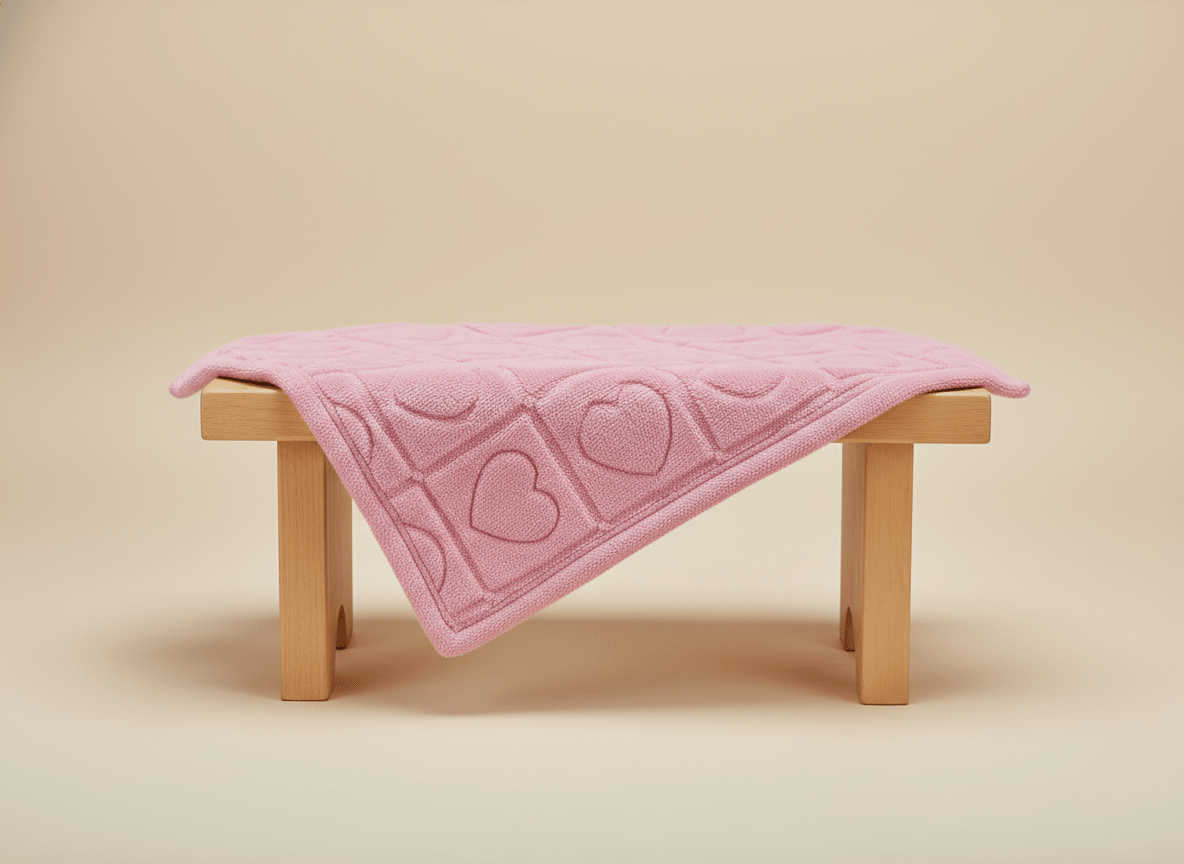 Soft heart-themed pink baby blanket