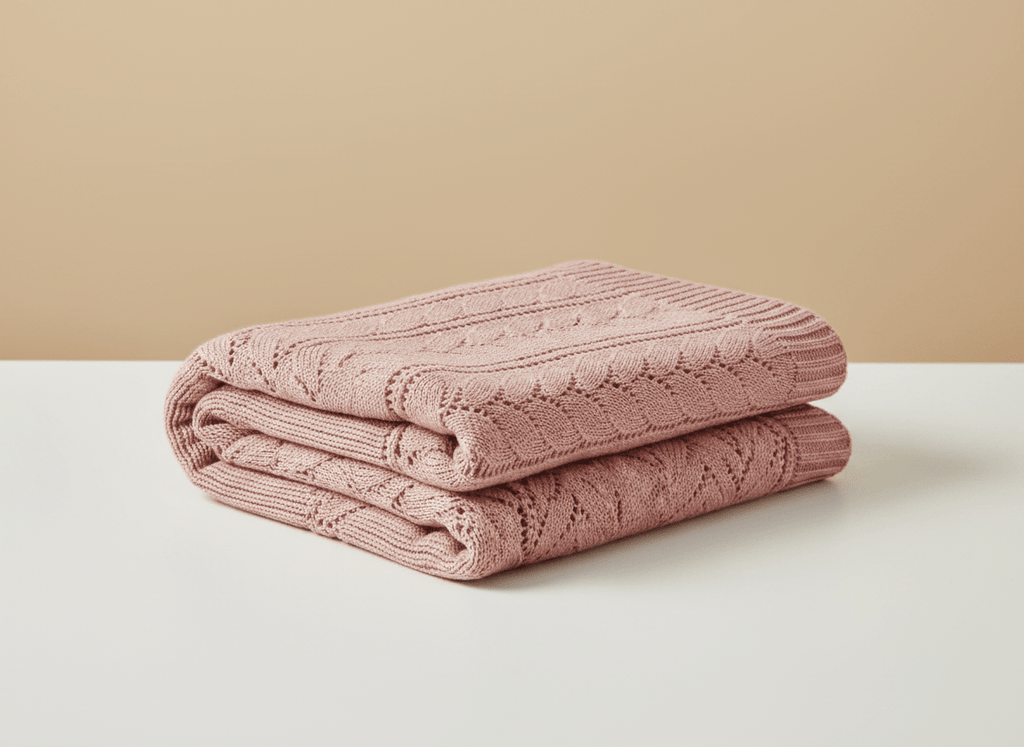 Soft leaf-themed knit baby blanket