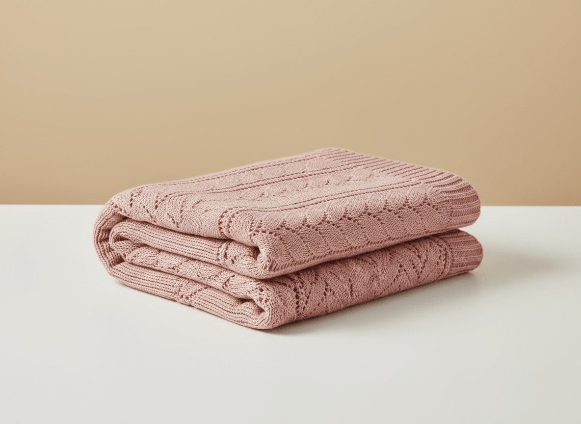 Soft leaf-themed knit baby blanket