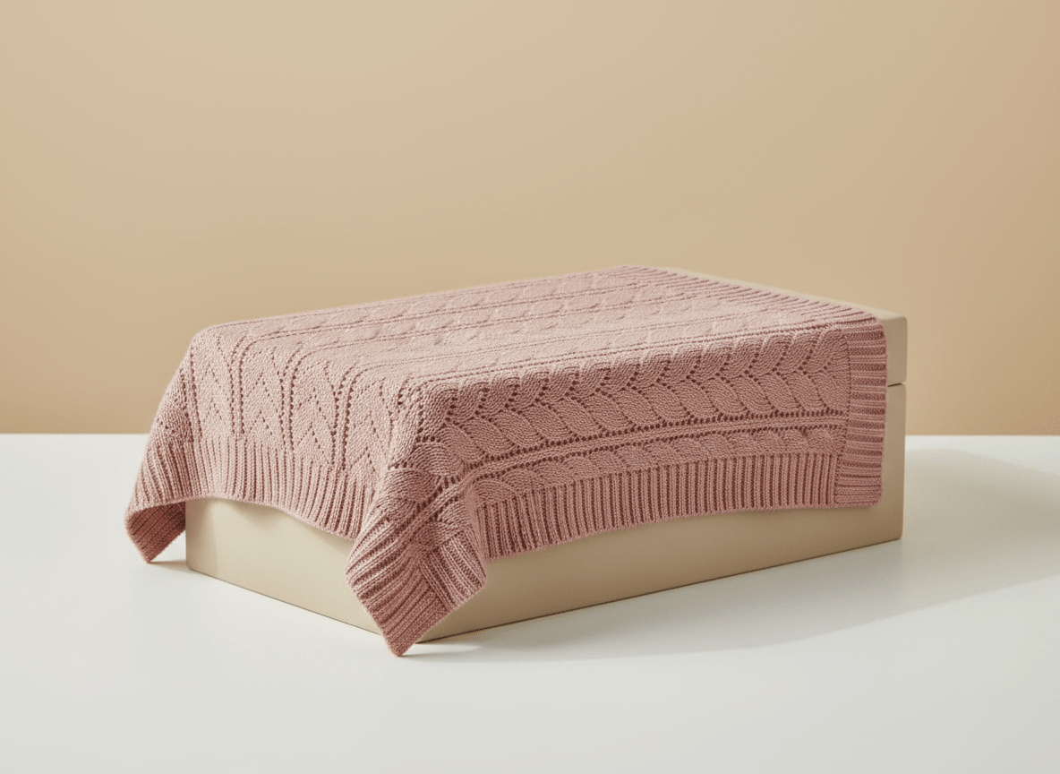 Soft leaf-themed knit baby blanket