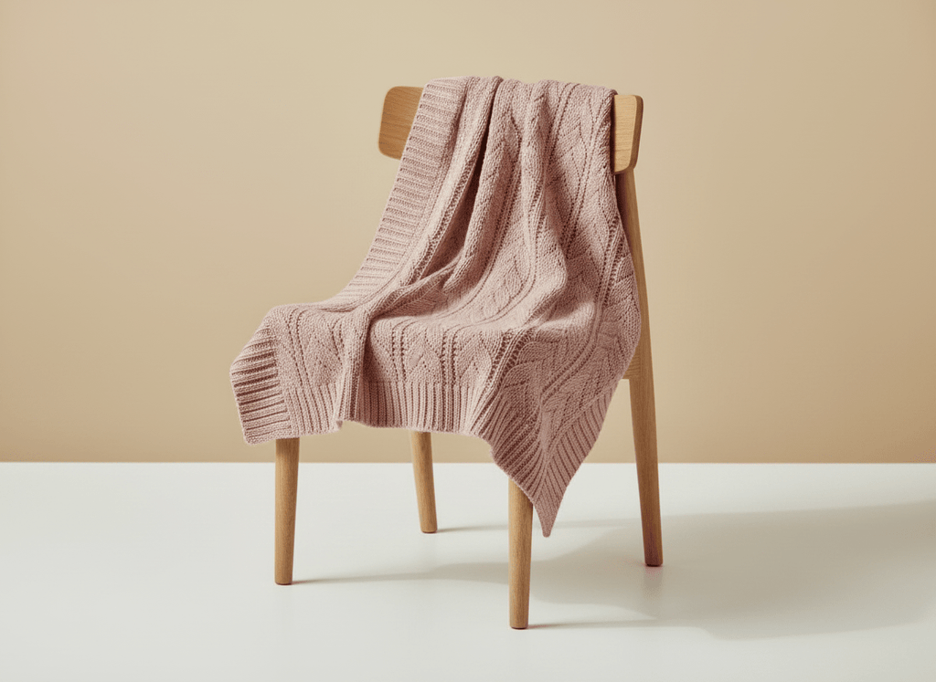 Soft leaf-themed knit baby blanket