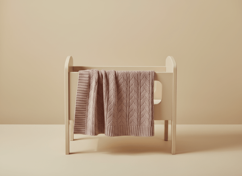 Soft leaf-themed knit baby blanket