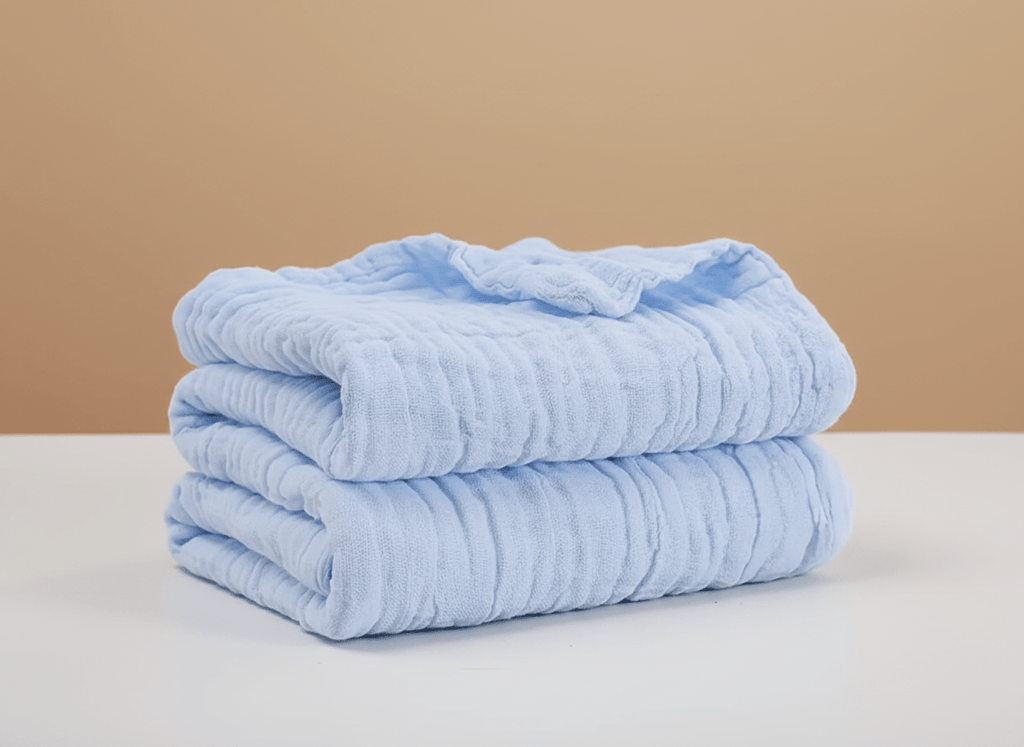 Soft 6-layer blue baby blanket