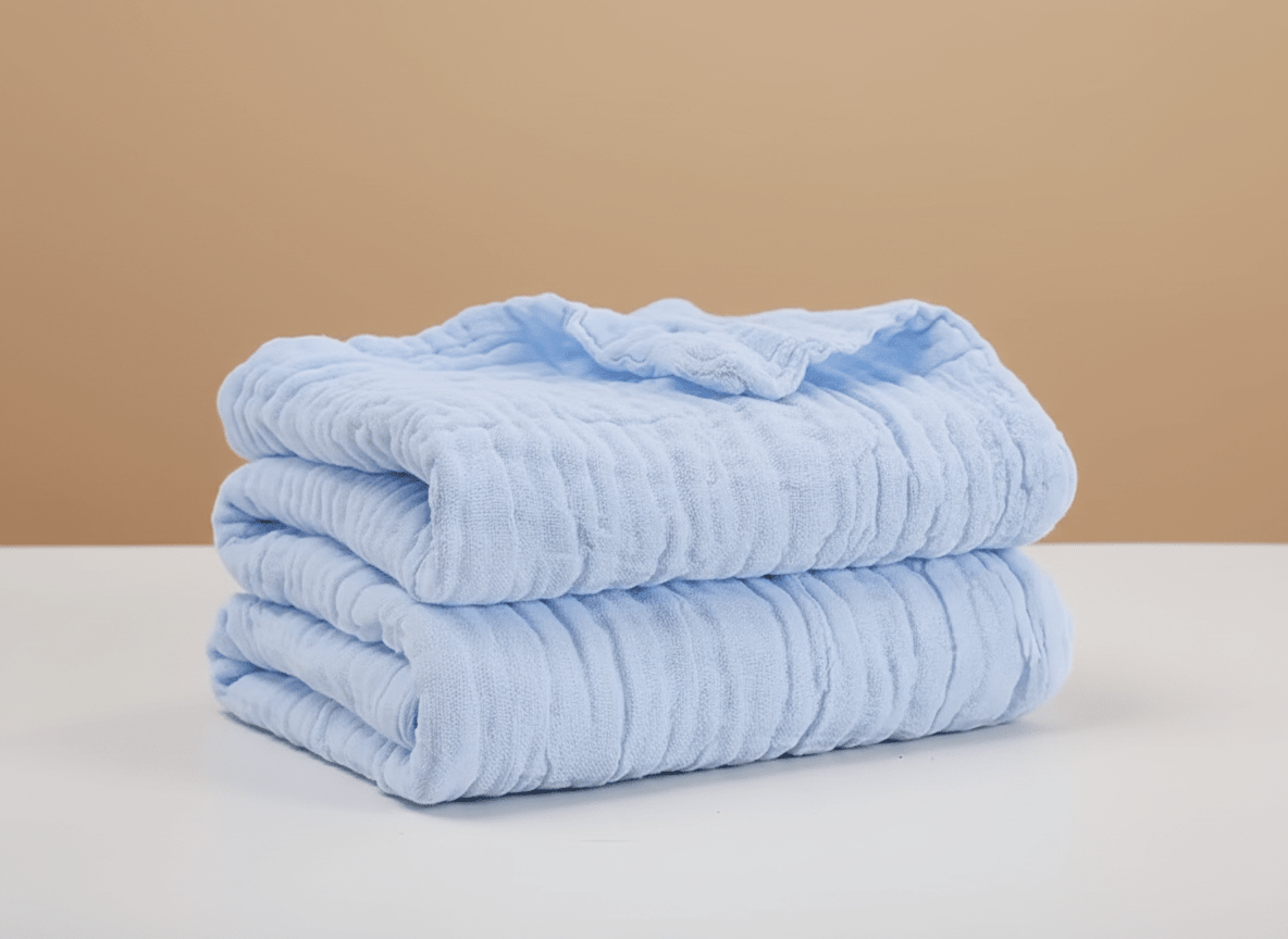 Soft 6-layer blue baby blanket