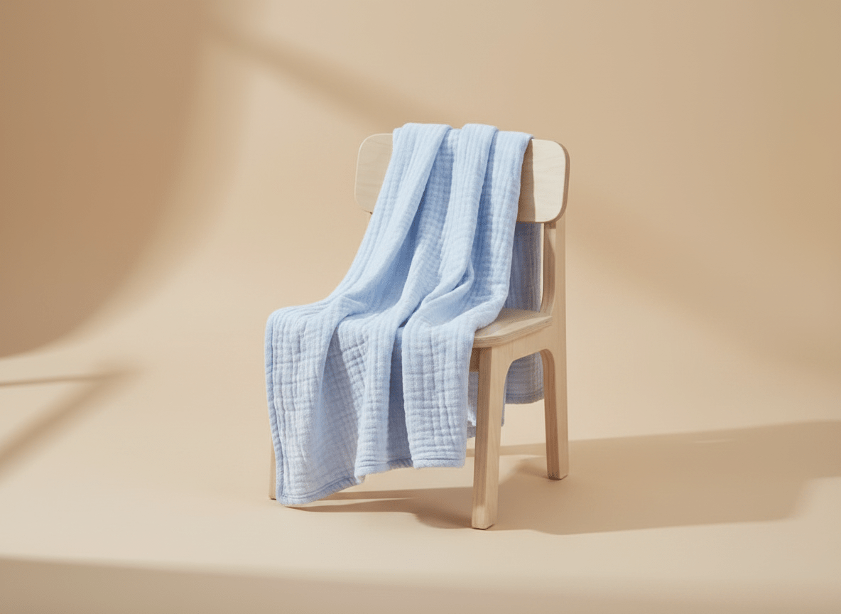 Soft 6-layer blue baby blanket