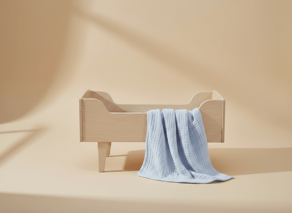 Soft 6-layer blue baby blanket